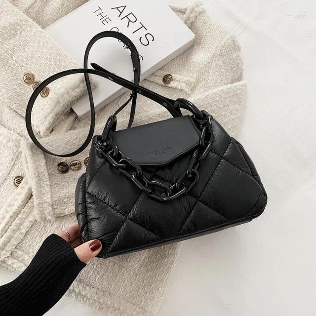 Drawstring Kawaii Hit Winter PU Leather Padded Quilted Women's Designer Handbag Chain Shoulder Crossbody Bags zhanyishengli