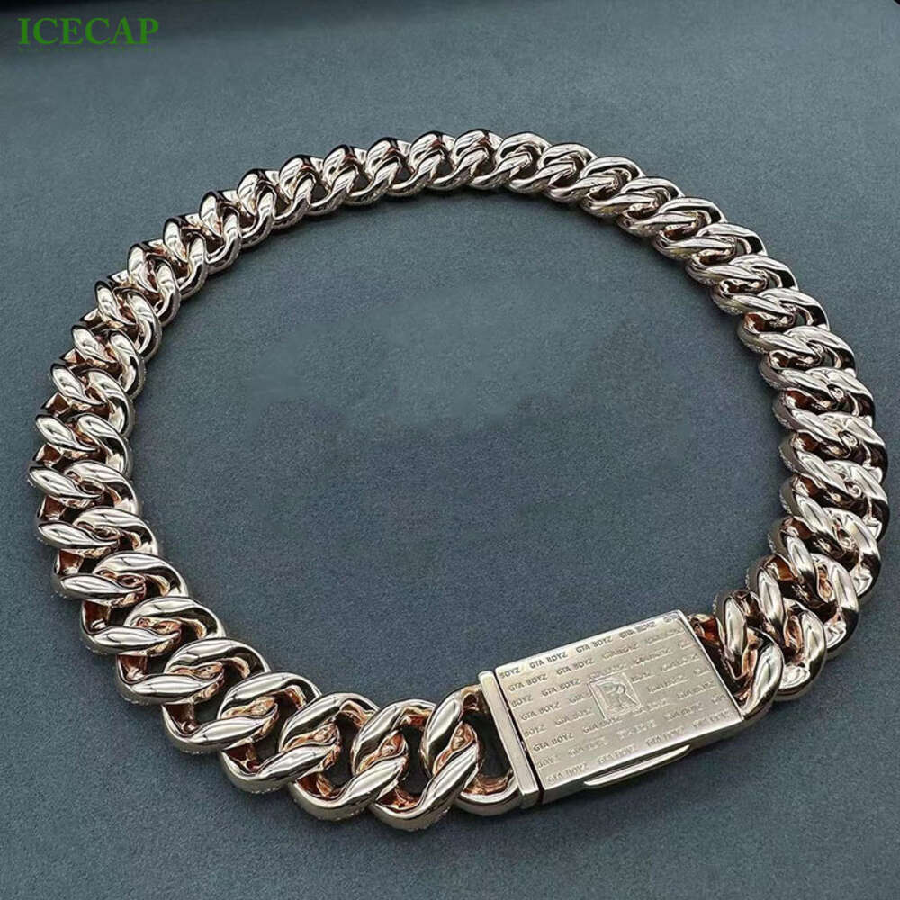 Icecap Jewelry Hip Hop Rose Gold Custom Made Name Clasp Vvs Moissanite Cuban Link Chain with Custom Name Clasp