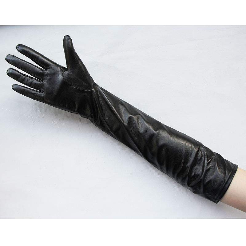 Men's Gloves Real Leather Extra Long Straight Style Sheepskin Winter Warm Cuff New Women's Long Glove Opera Men's elbow gloves