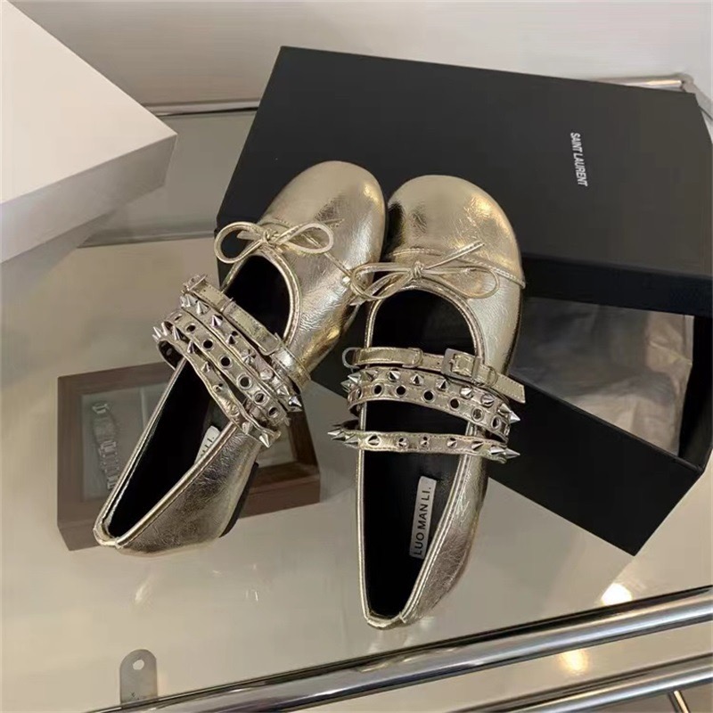 Female New Designer Buckle Strap Ladies Mary Janes Fashion Rivet Footwear Shallow Women Ballet Flats Dance Shoes a4fe