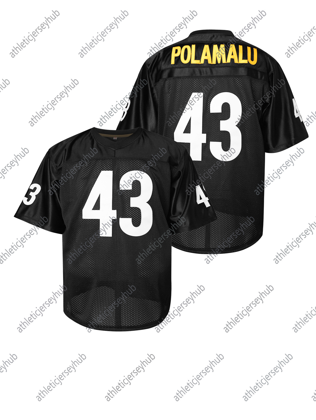 36 Betts 43 Plolamalu Men's Football Jerseys Black Gold Mesh Embroidery Short Sleeve for athletic Jersey
