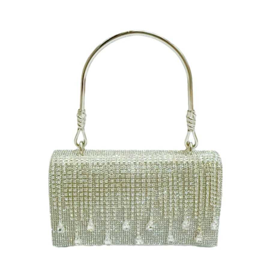 new diamond inlaid water diamond handheld bag with tassel banquet style small bag for womens diagonal cross banquet bag