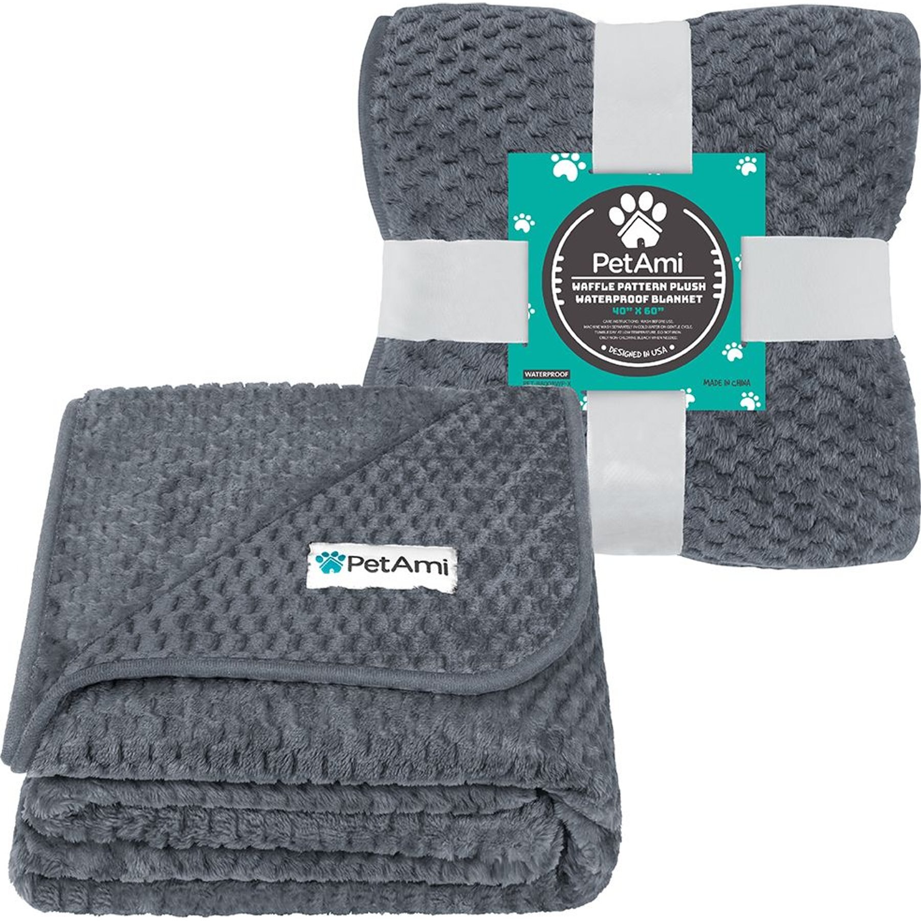 PetAmi Sherpa Fleece Waterproof Waffle Cat & Dog Blanket