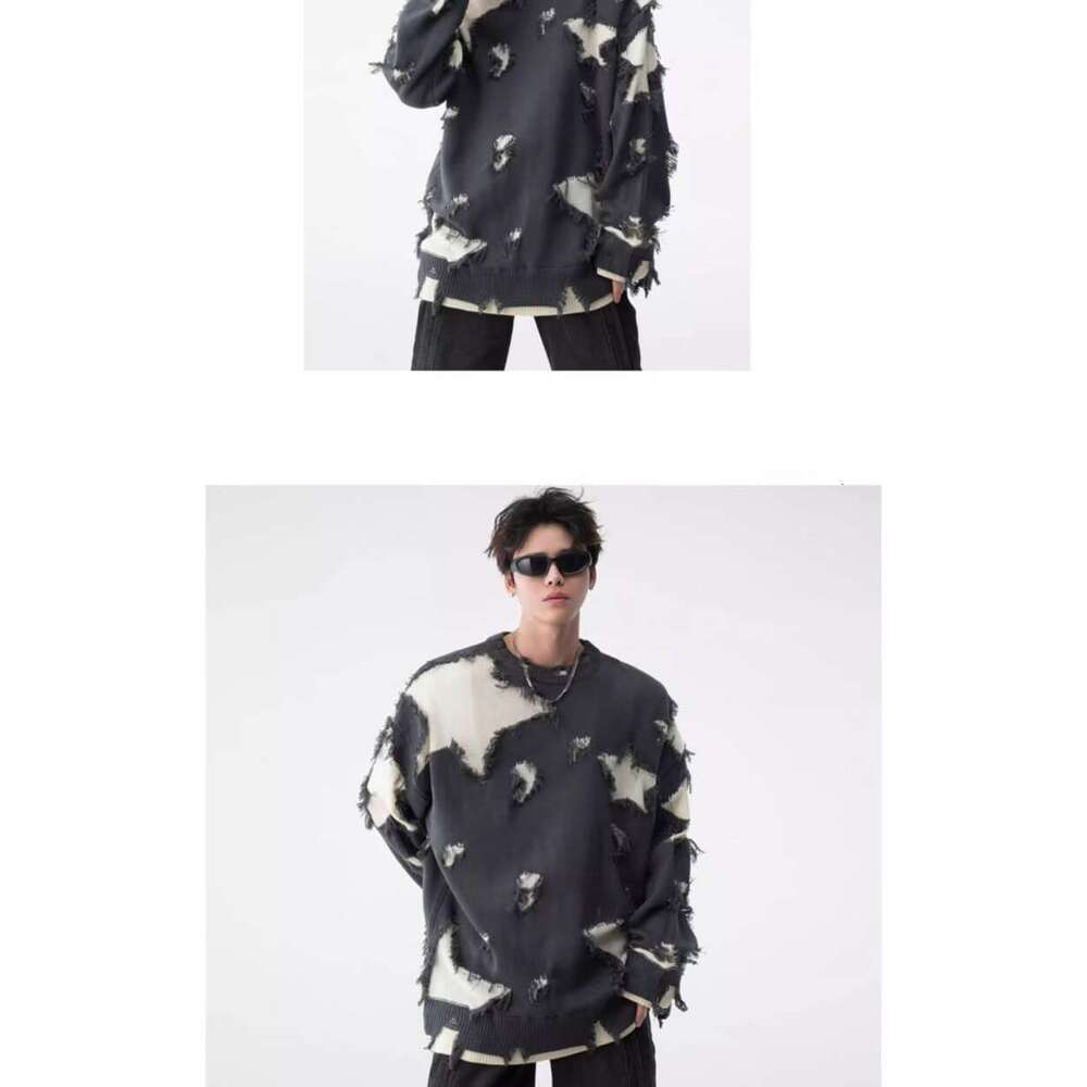 hoodie Rindu American new fashion clown star men's ripped edge hoodie Y2K retro thick sweater casual pullover for men and women jacket