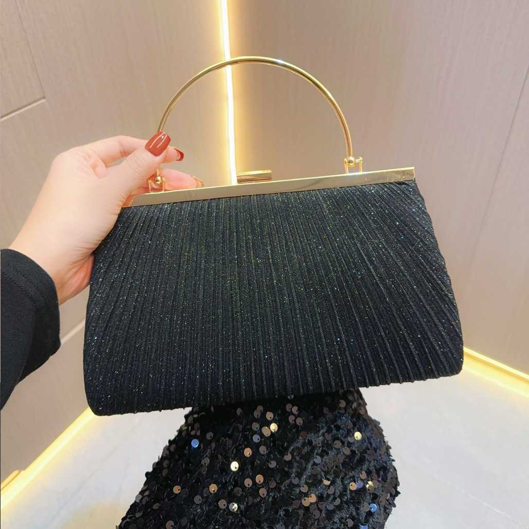 minimalist and fashionable pleated handbag for team gatherings and banquets rhinestone evening dress bag diagonal cross banquet bag 241122