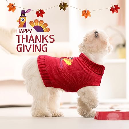 3 Pack Halloween Thanksgiving Christmas Cat Knit Sweater Set - Dog Clothes with Santa Pattern Pumpkin Turkey Pets Costumes-Dog Fall Sweaters for Holid