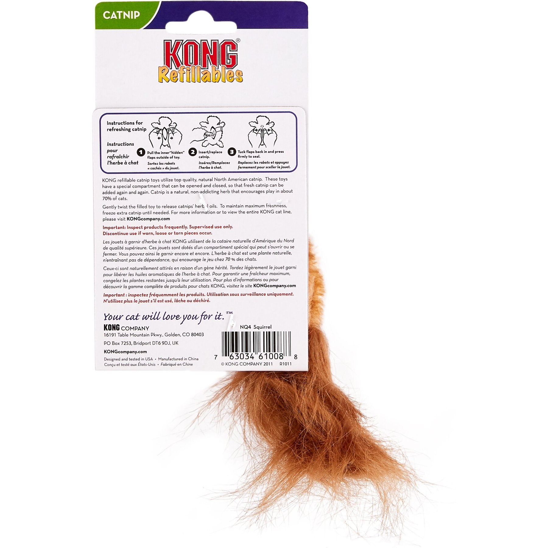 KONG Refillable Squirrel Catnip Cat Toy