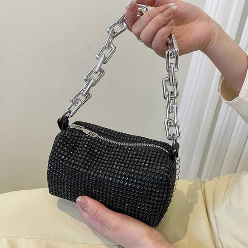 Allover Rhinestone Bucket Bag Glitter Chain Prom Purse Womens Mini Crossbody Bag (6.3*3.54) Inch Y250603