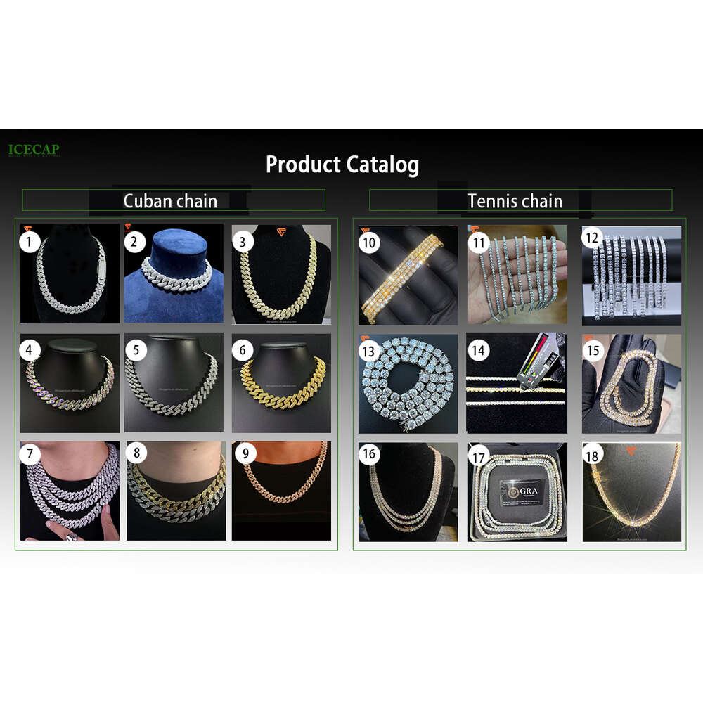 Hip Hop Jewelry Vvs Moissanite Diamond 14mm Iced Out Cuban Link Necklace Custom Cuban Link Chain Hip Hop Necklace