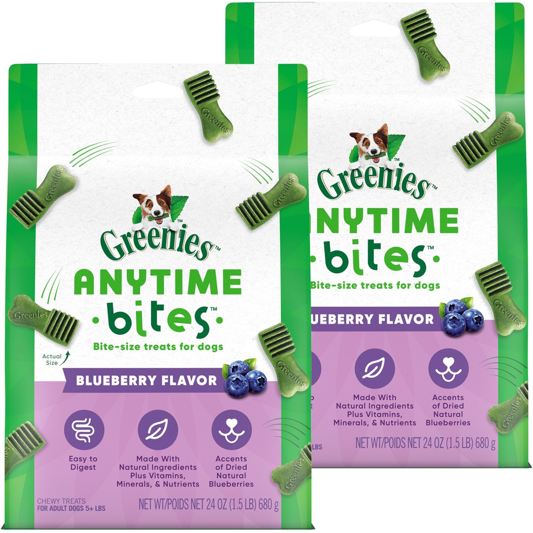 Greenies Anytime Bites Blueberry Flavor Soft & Chewy Dog Treats
