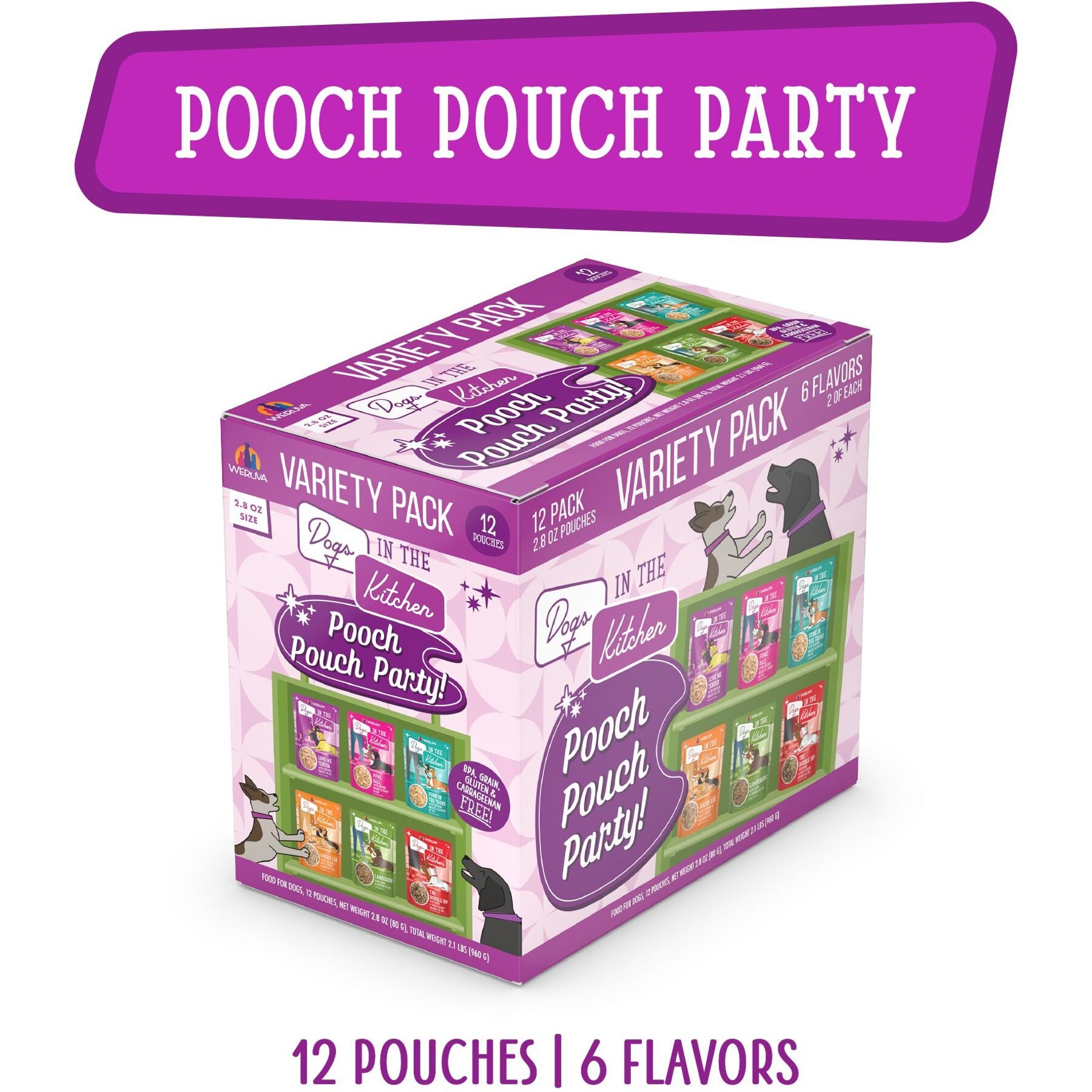 Weruva Dogs in the Kitchen Pooch Pouch Party! Variety Pack Grain-Free Dog Food Pouches