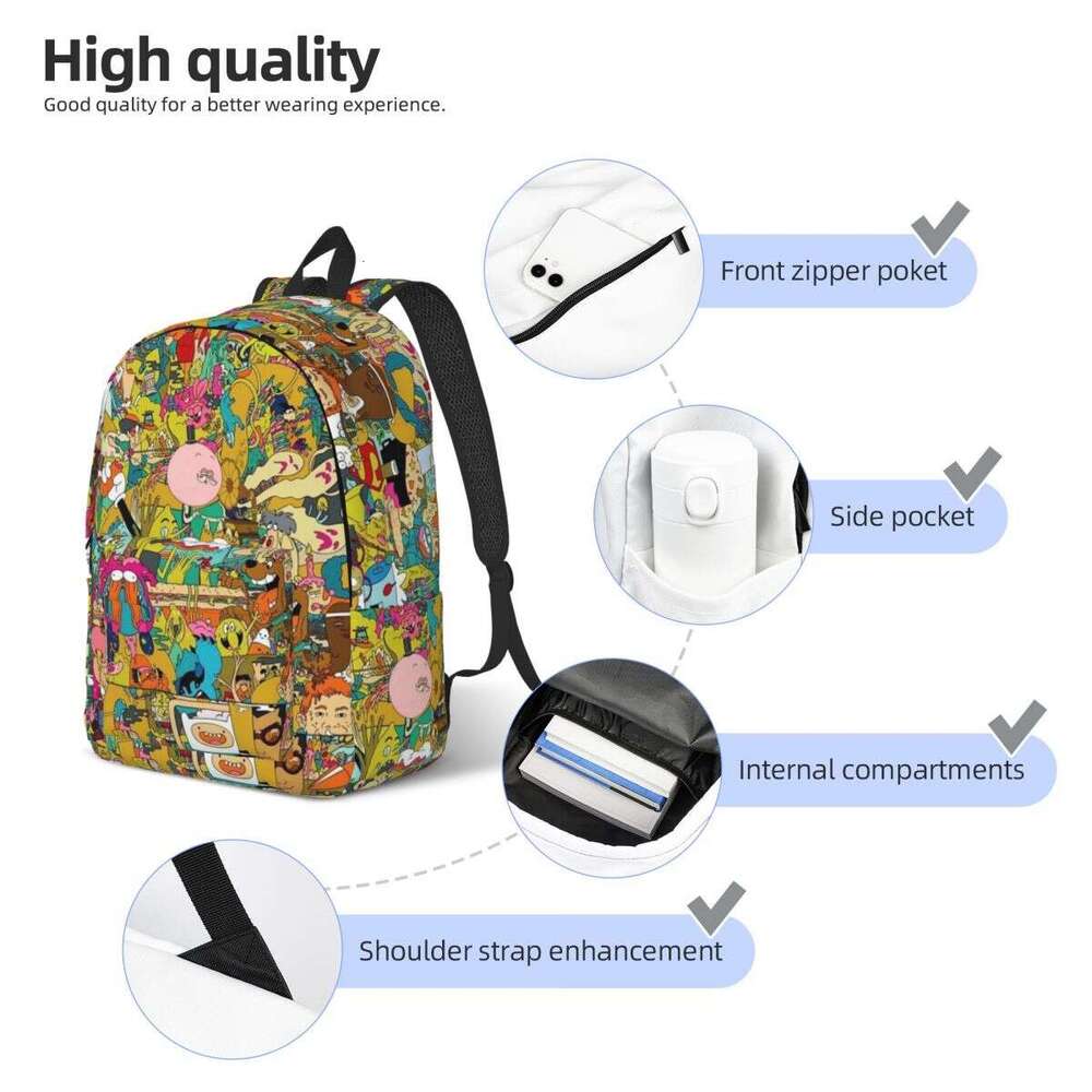 Graphics Cartoon Backpack Middle High College School Student Bookbag Teens Canvas Daypack Durable