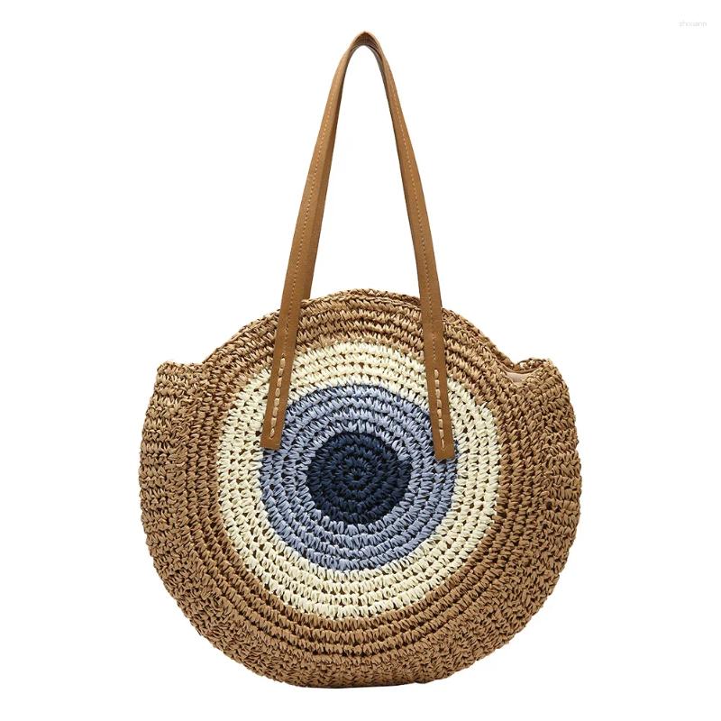 Ladies Beach Bag: Woven Straw Shoulder Color-blocked Rattan Cross Body Bag, Lightweight For Daily Use New Free Delivery Designer Bag