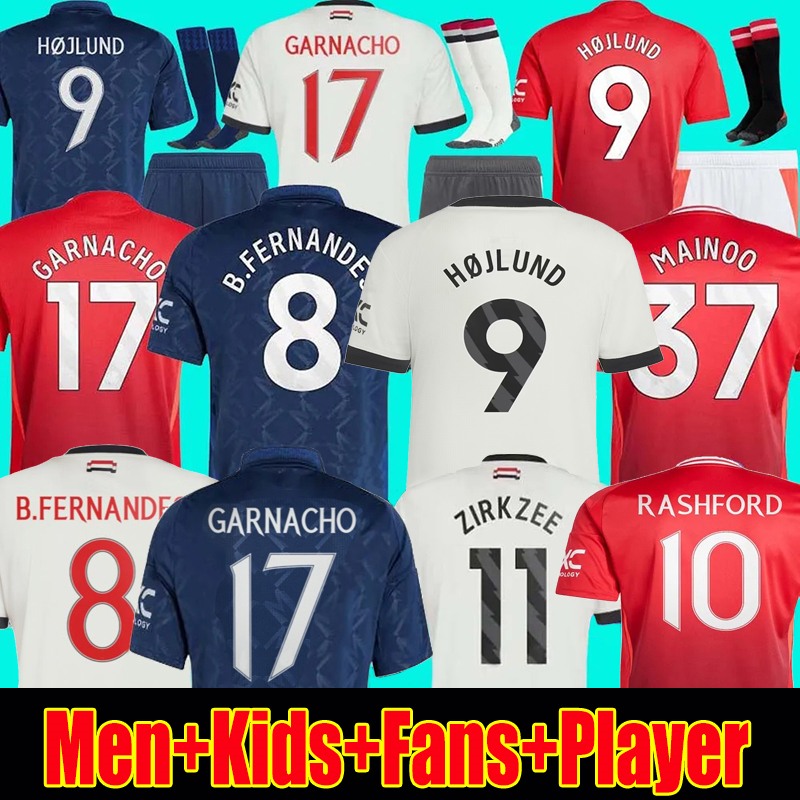 GARNACHO MAINOO Soccer Jerseys BRUNO FERNANDES RASHFORD football shirt 24 25 Men kids kit MARTINEZ Zirkzee ANTONY HOJLUND HOME Away Children jersey kits 3XL 4XL