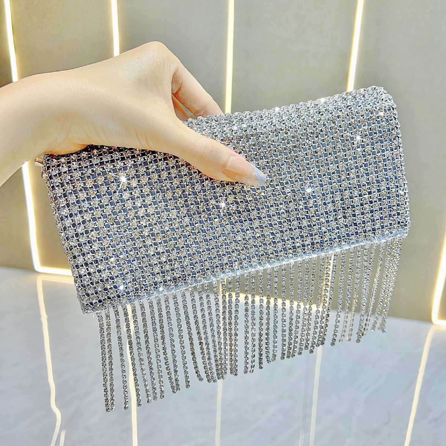 New Super Sparkling Full Diamond Banquet Bag Korean Edition Internet Celebrity Premium Feel Handheld Crossbody Bag