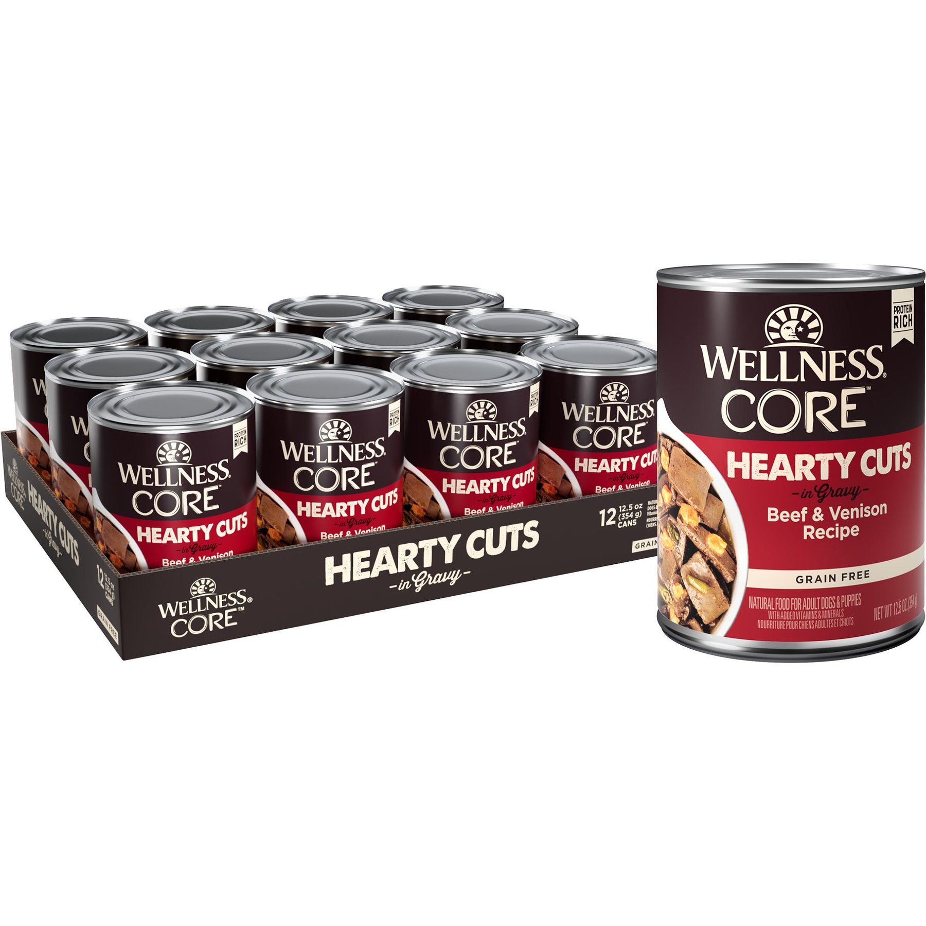 Wellness CORE Grain-Free Hearty Cuts in Gravy Beef & Venison Recipe Canned Dog Food