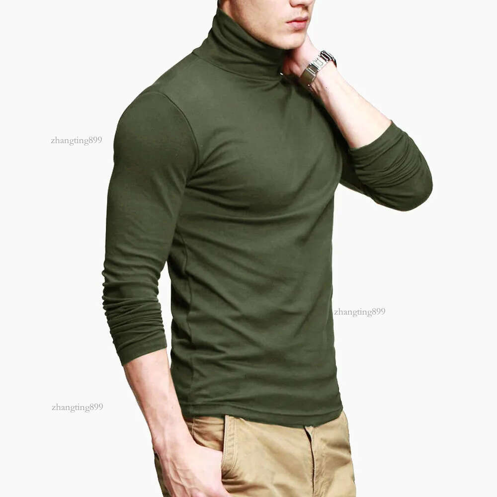 2020 New Men fashion t shirt tees Slim Tops Male stretch t-shirt turtleneck long sleeve Tee Shirts High collar Men's cotton Tees CX200711