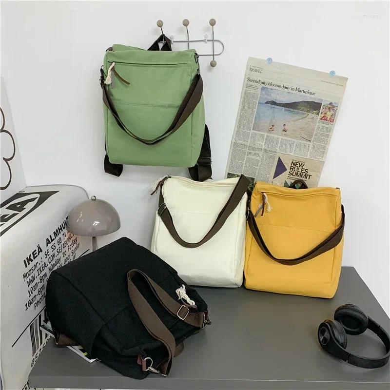 Fashion designer 2025S new model School Bags Zipper Solid Color Canvas Ladies Backpacks On Sale Casual Commuting High Quality Large Capacity For Women