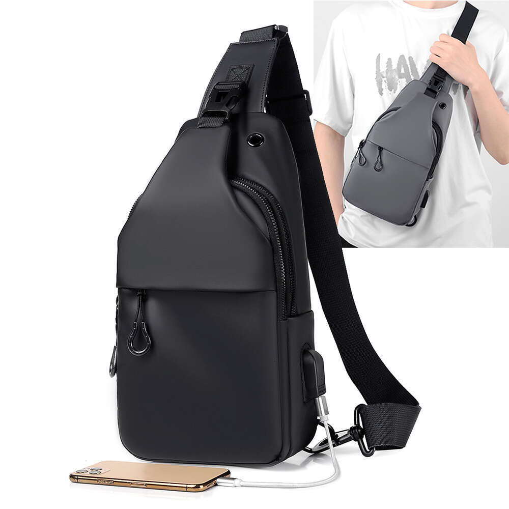 Men Cross body Shoulder Sg Backpack Chest Bag with USB Charge Port Nylon Fashion Motorcycle Rider Male Messenger Side Bags