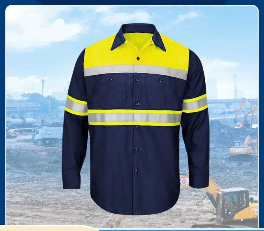 Summer Cotton Work Clothing Hi Vis Long Sleeves Reflective Safety Working Uniform Porter Construction Worker Coverall Electric 241122