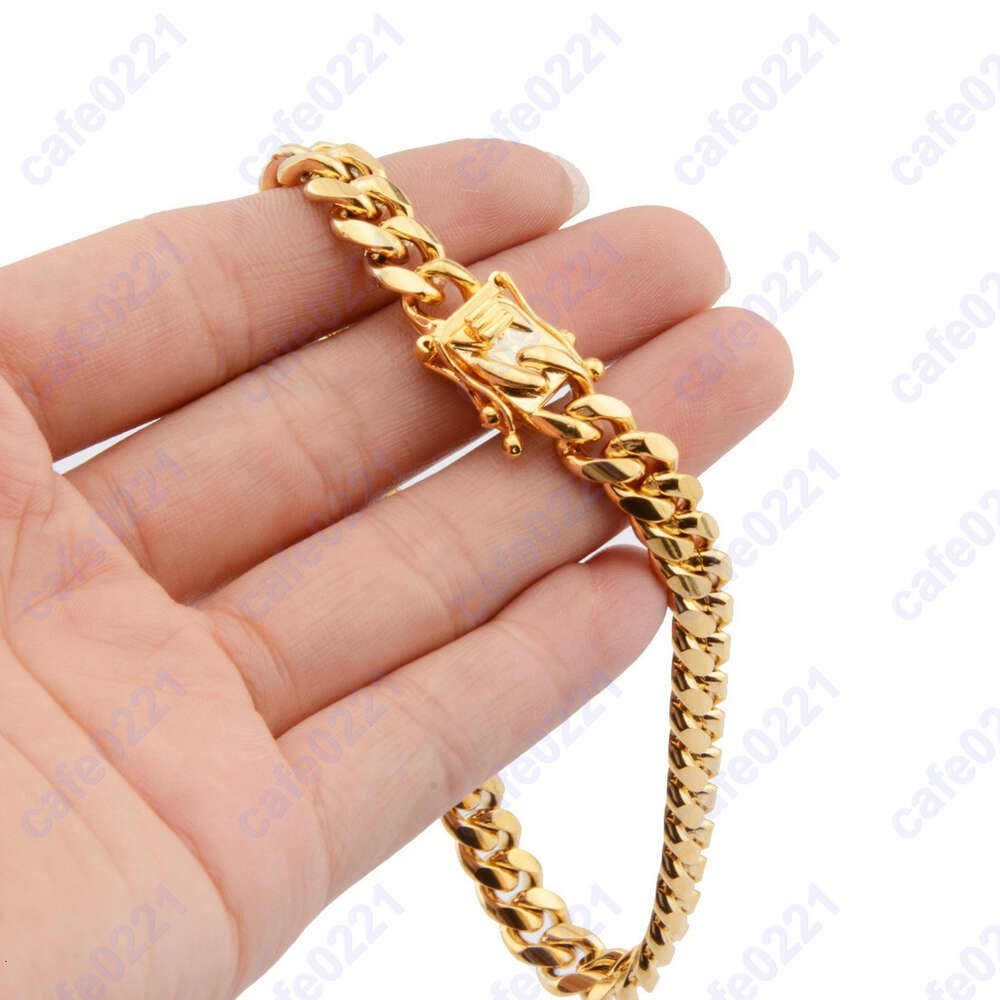 8/10/12/16/18mm New designer Mens Hip-hop Stainless Gilding 10k14k Cuban k Chain Encrypted Titanium Steel Necklace with Faucet Buckle