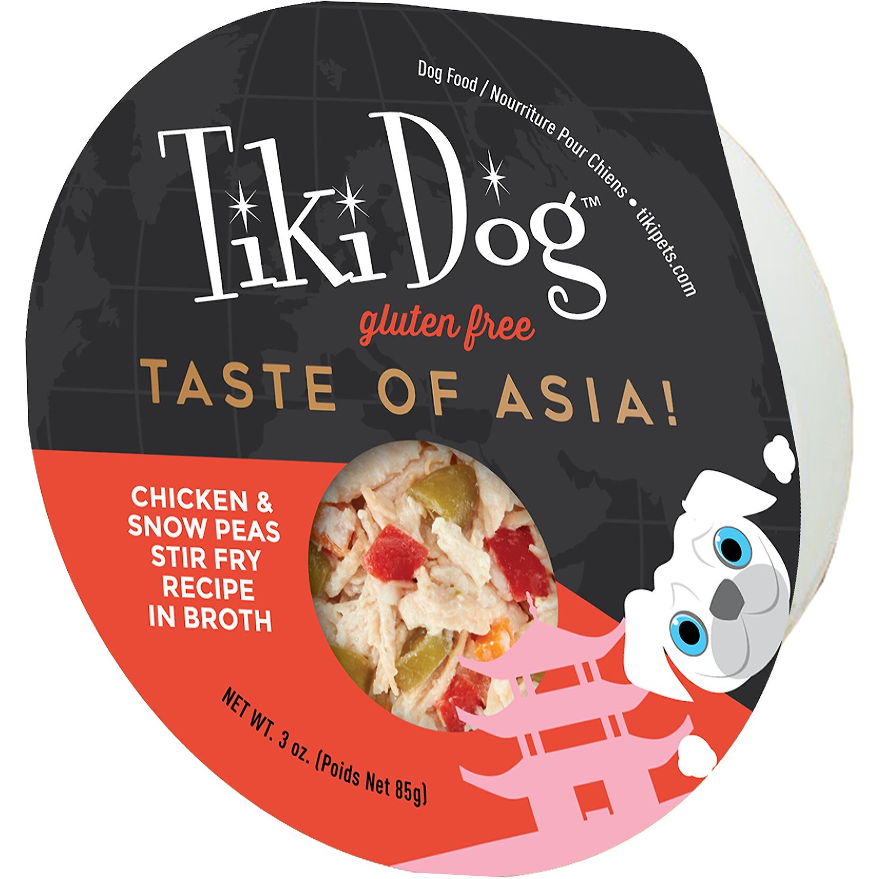 Tiki Dog Taste of Asia Chicken & Snow Peas Stir Fry Recipe in Broth Gluten-Free Wet Dog Food, 3-oz cup, case of 4