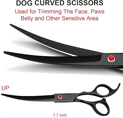 TINMARDA Professional Dog Grooming Scissors Kit, Titanium Coated Dog Scissors for Grooming, 5 in1 Grooming Shears Kit for Dogs Cat Pet At Home