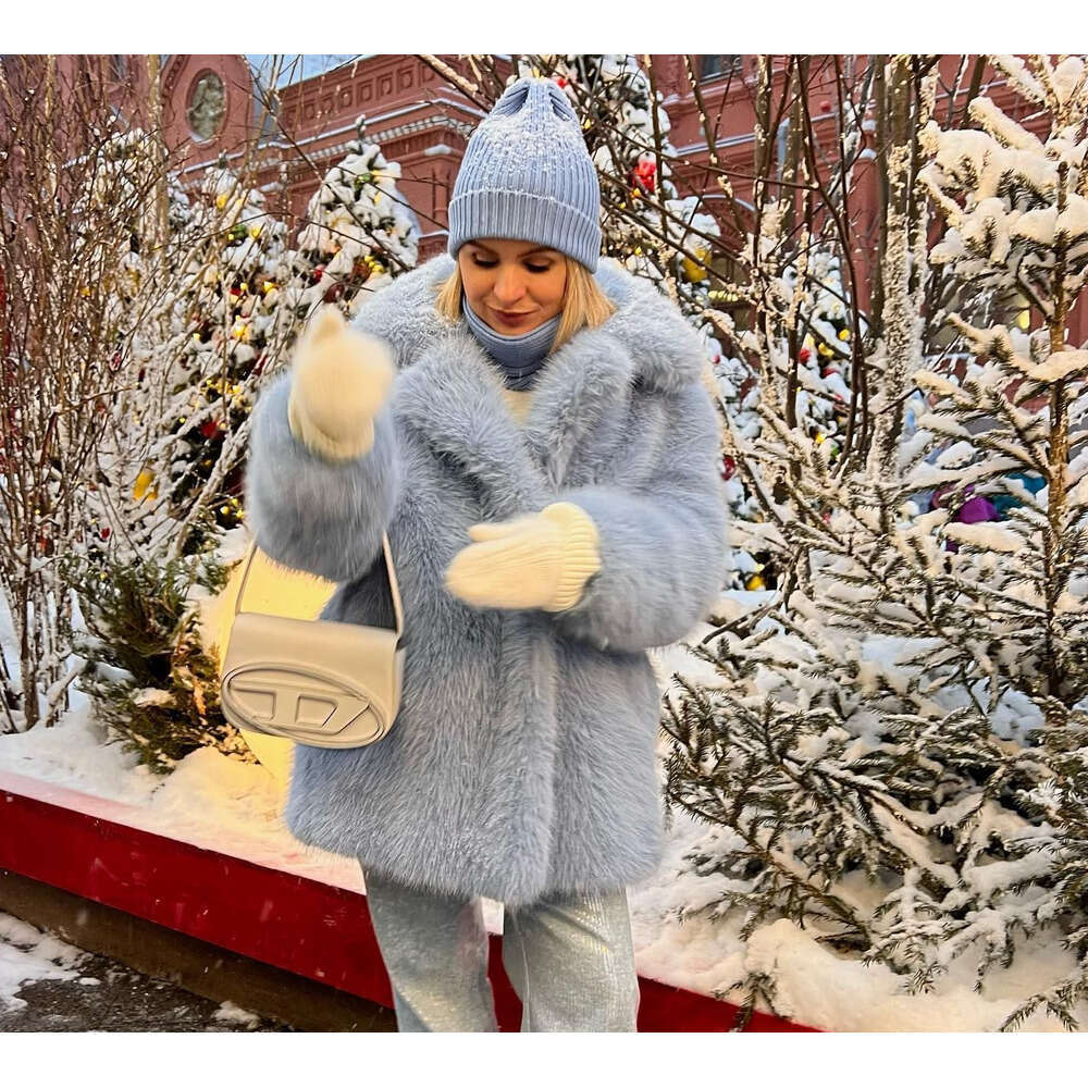 Winter young fur women's medium long loose internet famous fried street imitation fox plush coat