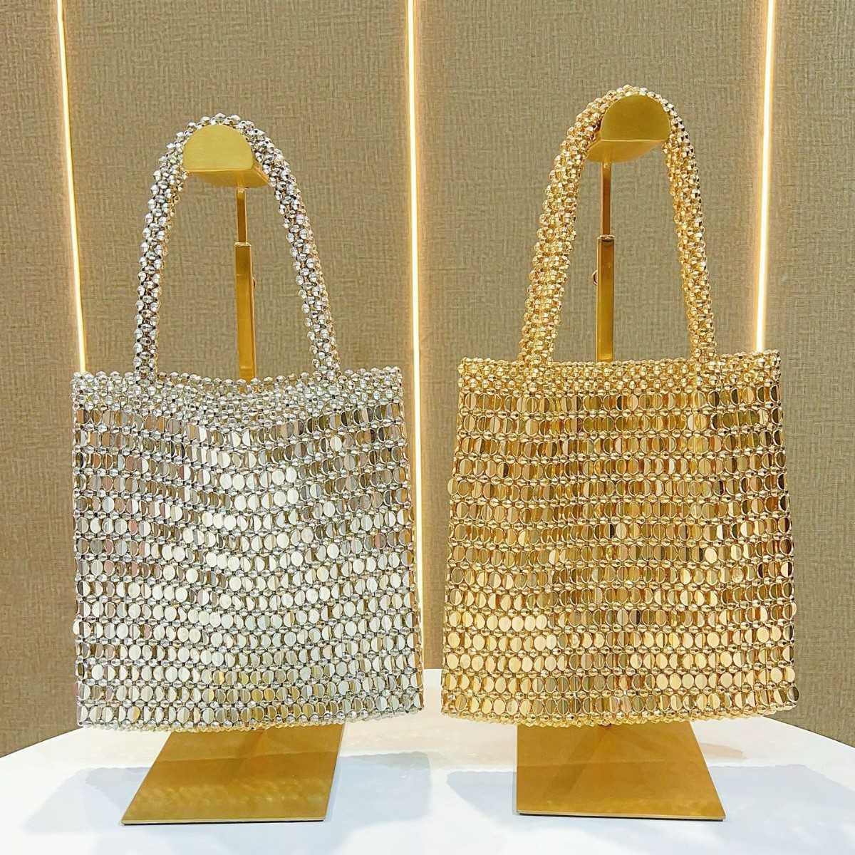 new metal shiny bag bead bag shiny piece underarm bag shopping bag single shoulder handbag elegant socialite handbag