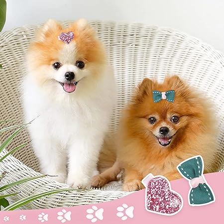 WWW Small Clips 5 Pcs Dog Bows Girls Puppies Barrettes Cute Bow Crown Hairpin Head Flower Pins Cat Puppy Party Birthday Grooming Hair Accessories