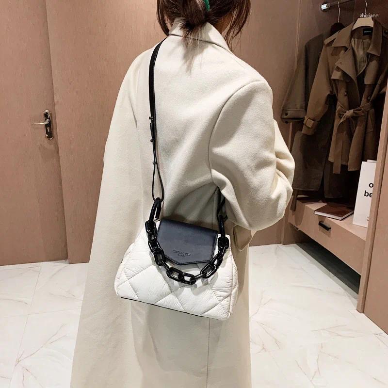 Drawstring Kawaii Hit Winter PU Leather Padded Quilted Women's Designer Handbag Chain Shoulder Crossbody Bags zhanyishengli