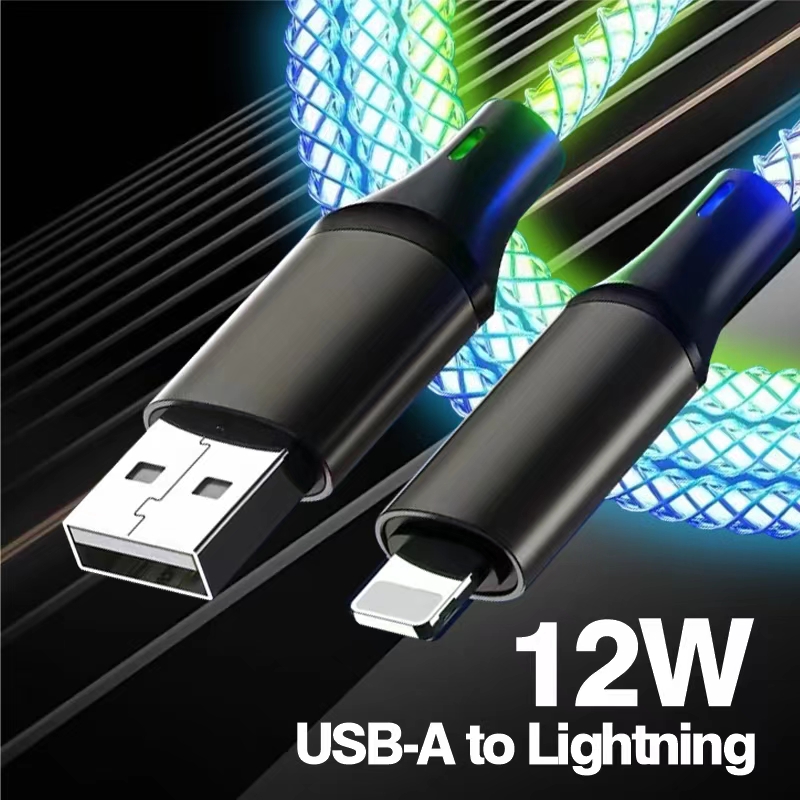 Factory Price 100W LED type c cable fast charging Light Up Lightning cable data usb Mobile iphone cables for Apple,Huawei, OPPO, Vivo