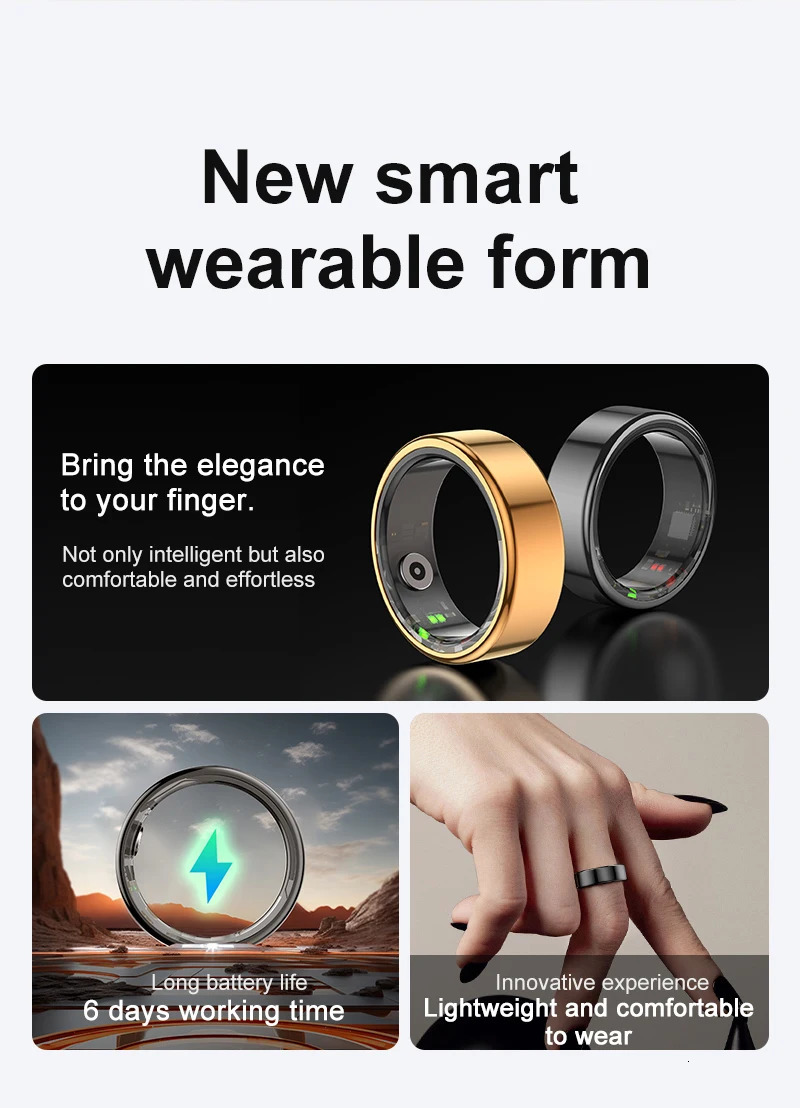 Smart Ring Activity Fitness Tracker Heart Rate Sleep Monitor Blood Oxygen Steps Finger Ring for IOS Android Men Women Gifts 240414