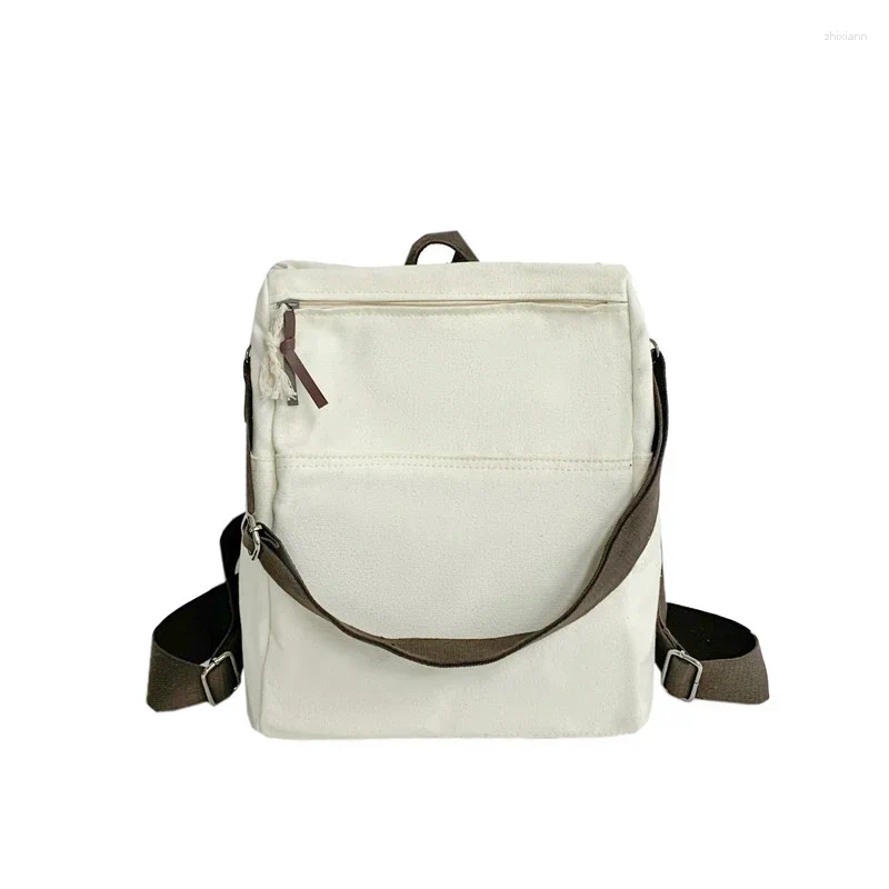 Fashion designer 2025S new model School Bags Zipper Solid Color Canvas Ladies Backpacks On Sale Casual Commuting High Quality Large Capacity For Women