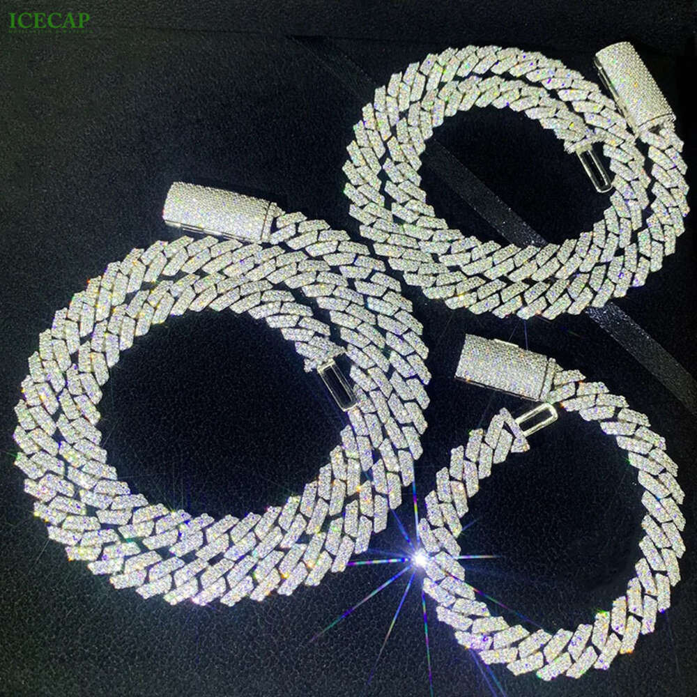 Fashion 2024 Sell Jewelry Ice Out Vvs Diamond Hip Hop Cuban Link Chain S925 Sterling Silver Moissanite Cuban Chain Necklace