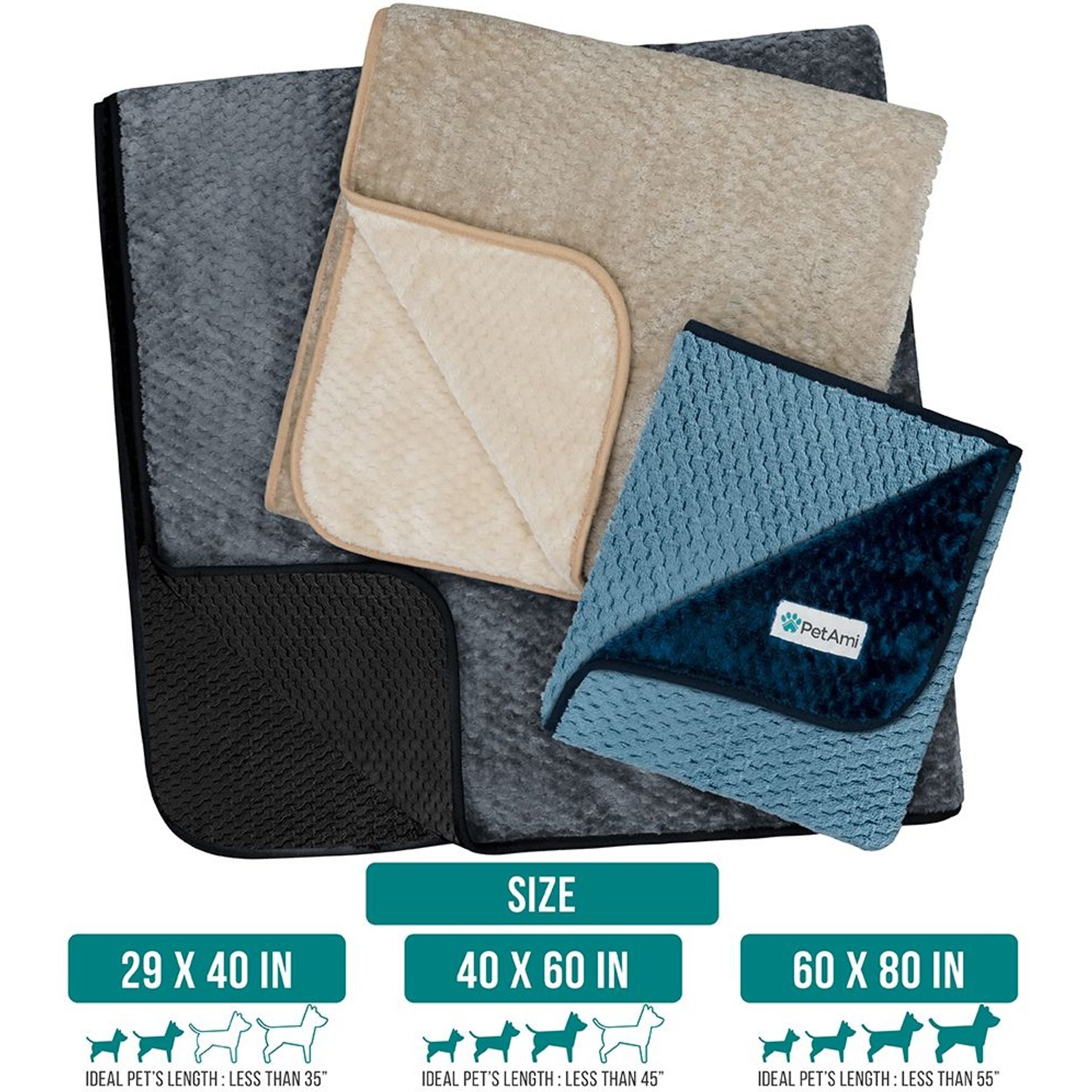 PetAmi Sherpa Fleece Waterproof Waffle Cat & Dog Blanket