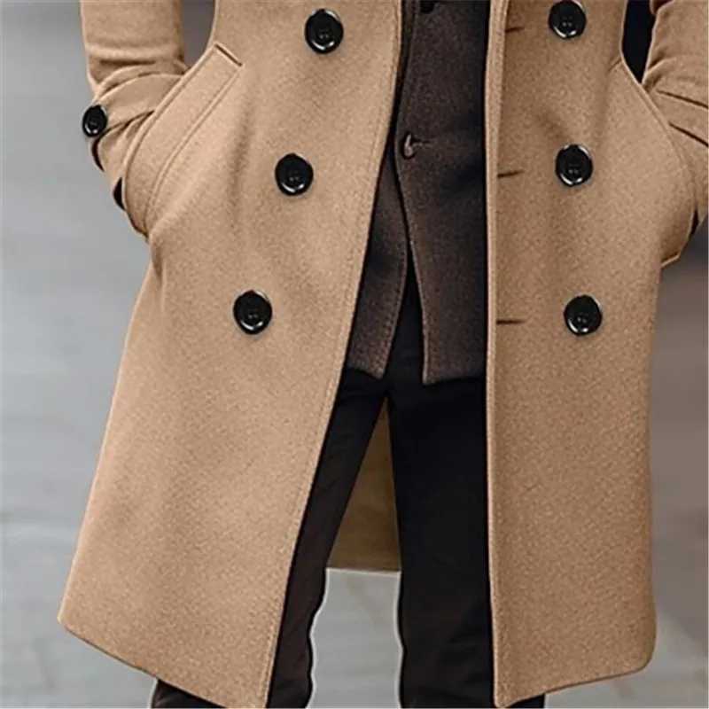 New Arrival Autumn and winter mens wool coat business casual fashion double chest long wool trench M-type wool blend coat Z241122