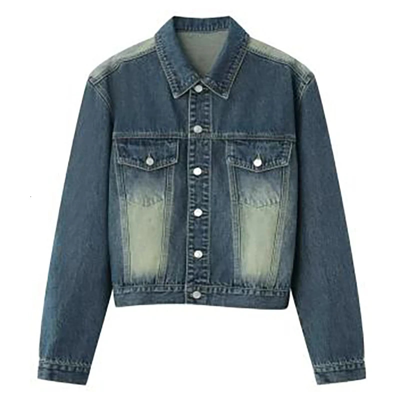 Spring Autumn Blue Denim Set Men Women Hop Hip Fashion Varsity Wash Cowboy Jacketsjeans Suit High Street Unisex Two Piece Set 240415