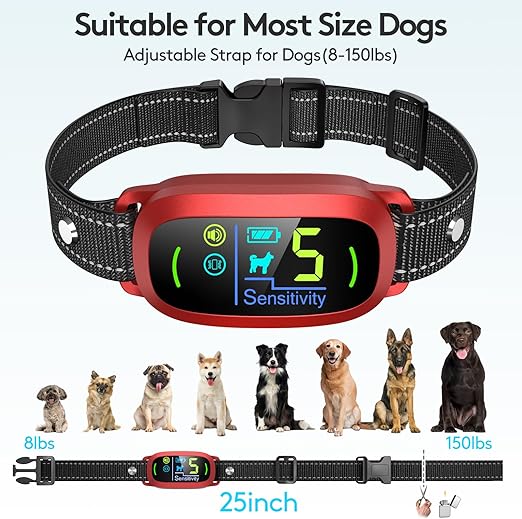 Dog FAFAFROG Rechargeable Smart Collar, Anti Barking Training with 5 Adjustable Sensitivity Beep Vibration Shock, Bark Collar for Large Medium Small D