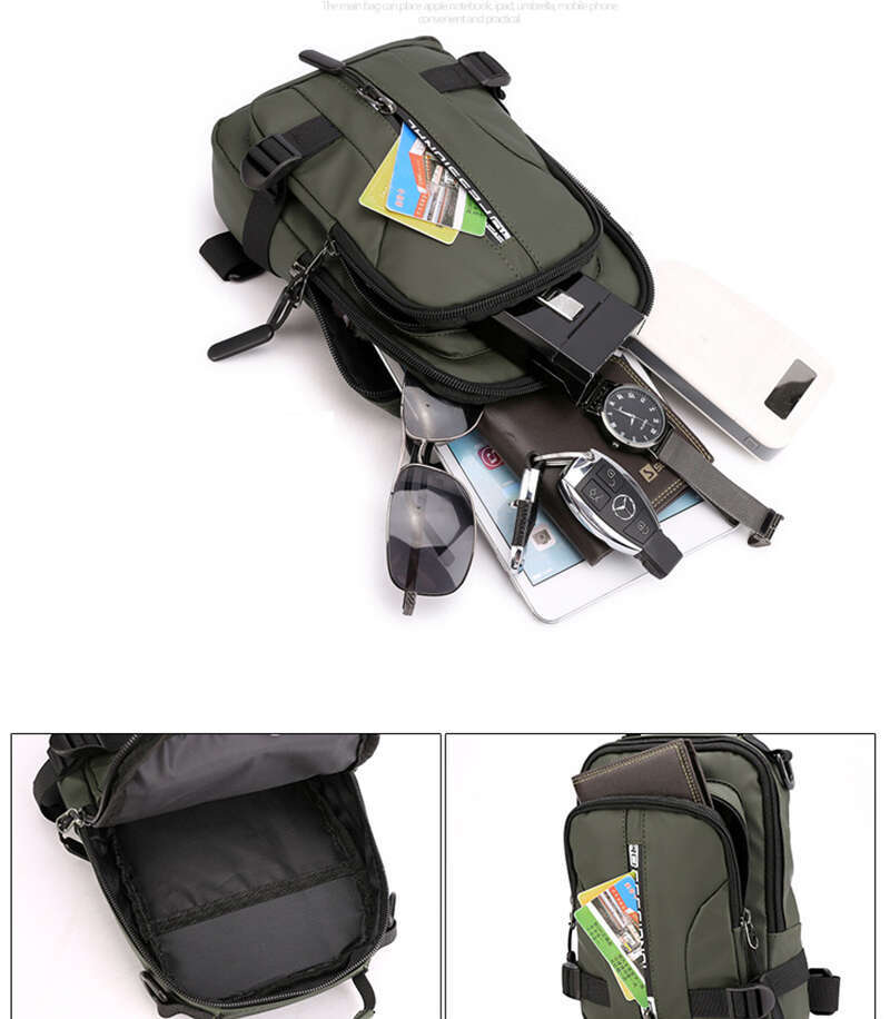 Men Small Backpack Rucksack Cross Body Shoulder with USB Charging Port Nylon Travel Male Sg Side Messenger Chest Bag Pack