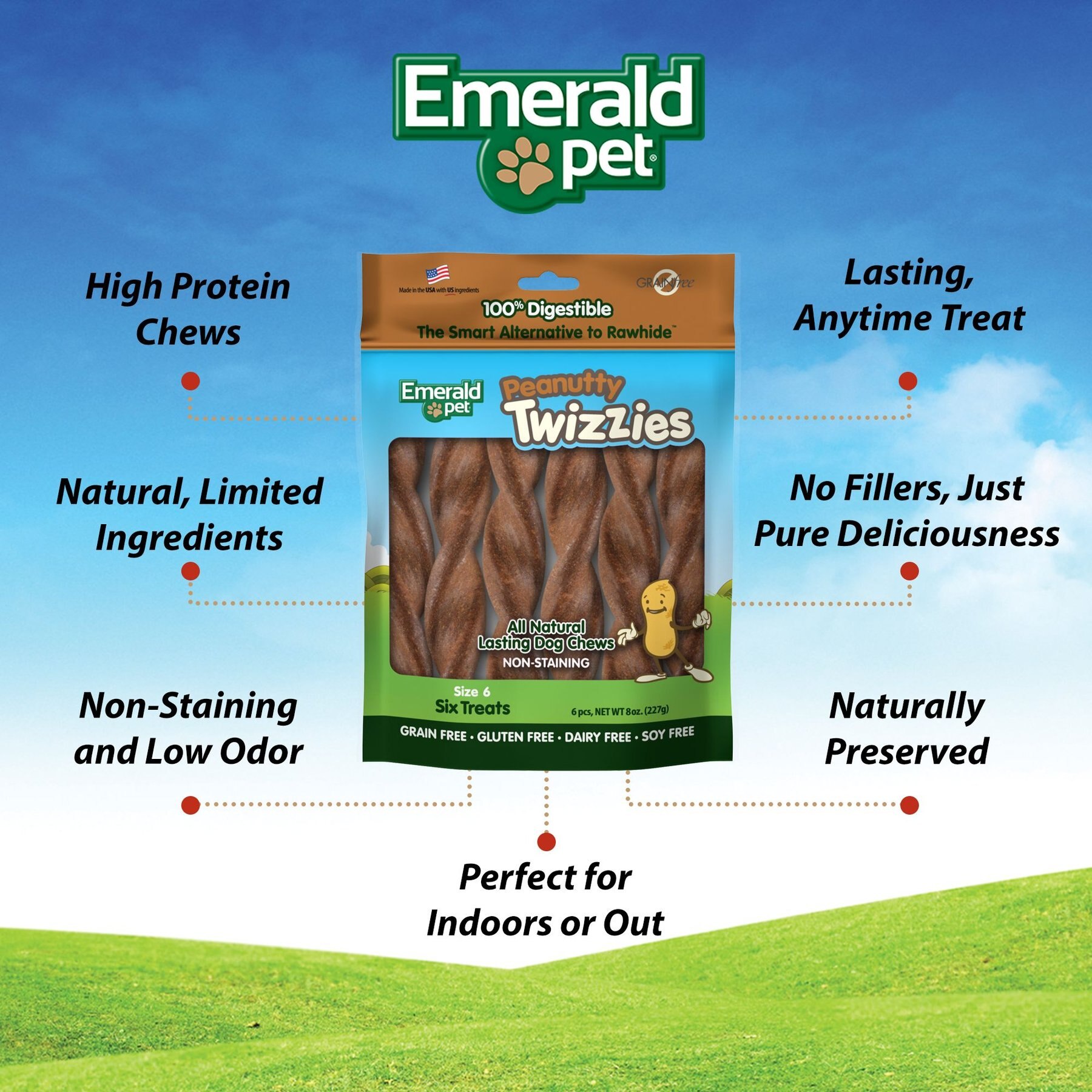 Emerald Pet Peanutty Twizzies Grain-Free Dog Treats