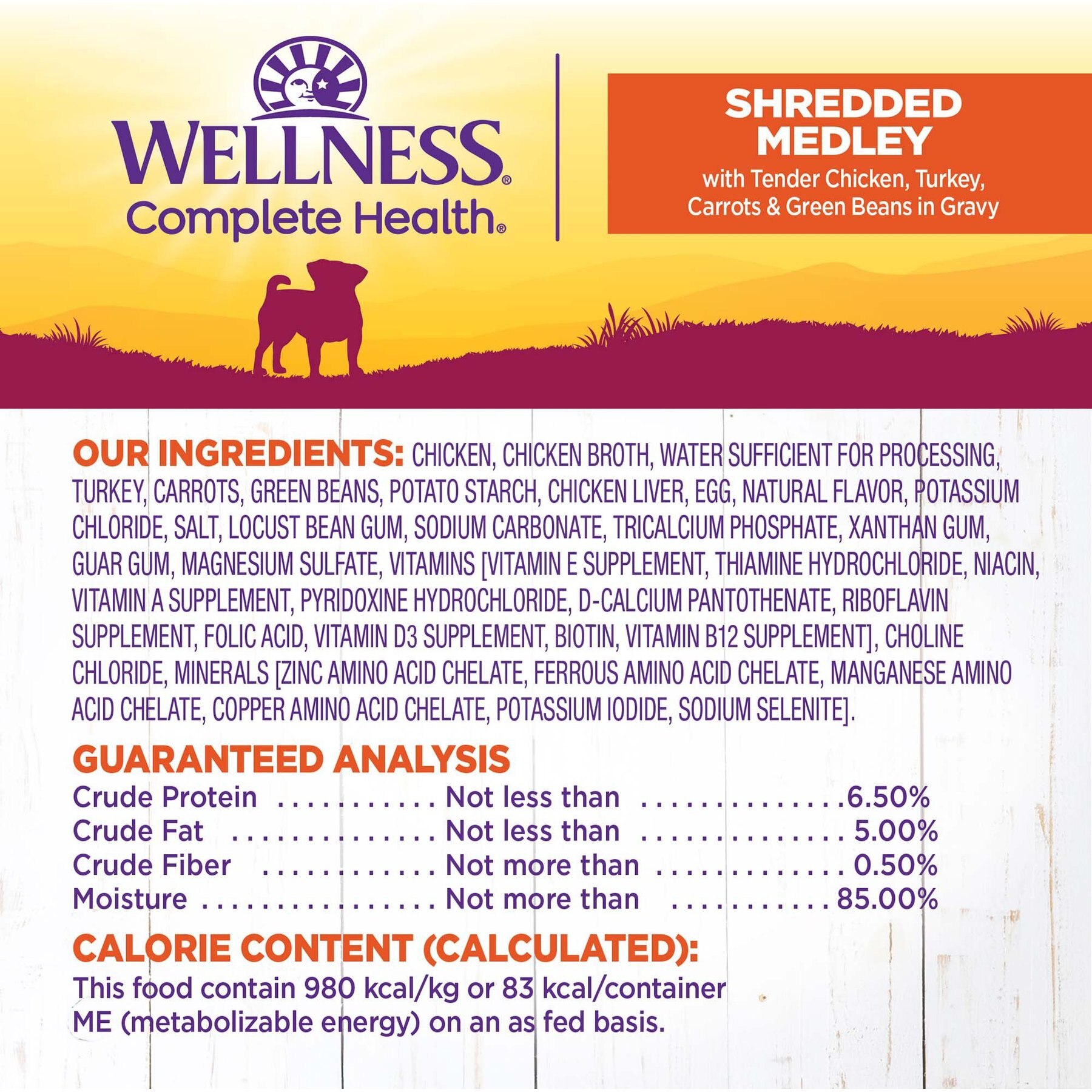 Wellness Petite Entrees Shredded Medley Chicken & Turkey Small Breed Natural Wet Dog Food, 3-oz cup, 12 count
