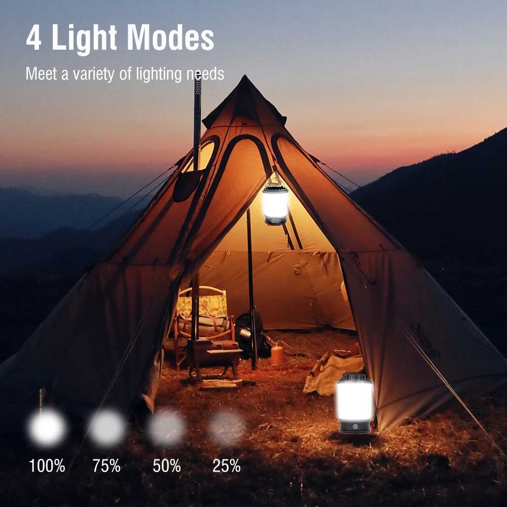 BORUiT Camping Lights Hanging Tent Lamp Rechargeable Portable Waterproof for Hiking Fishing Emergency Home Power Outages M251201