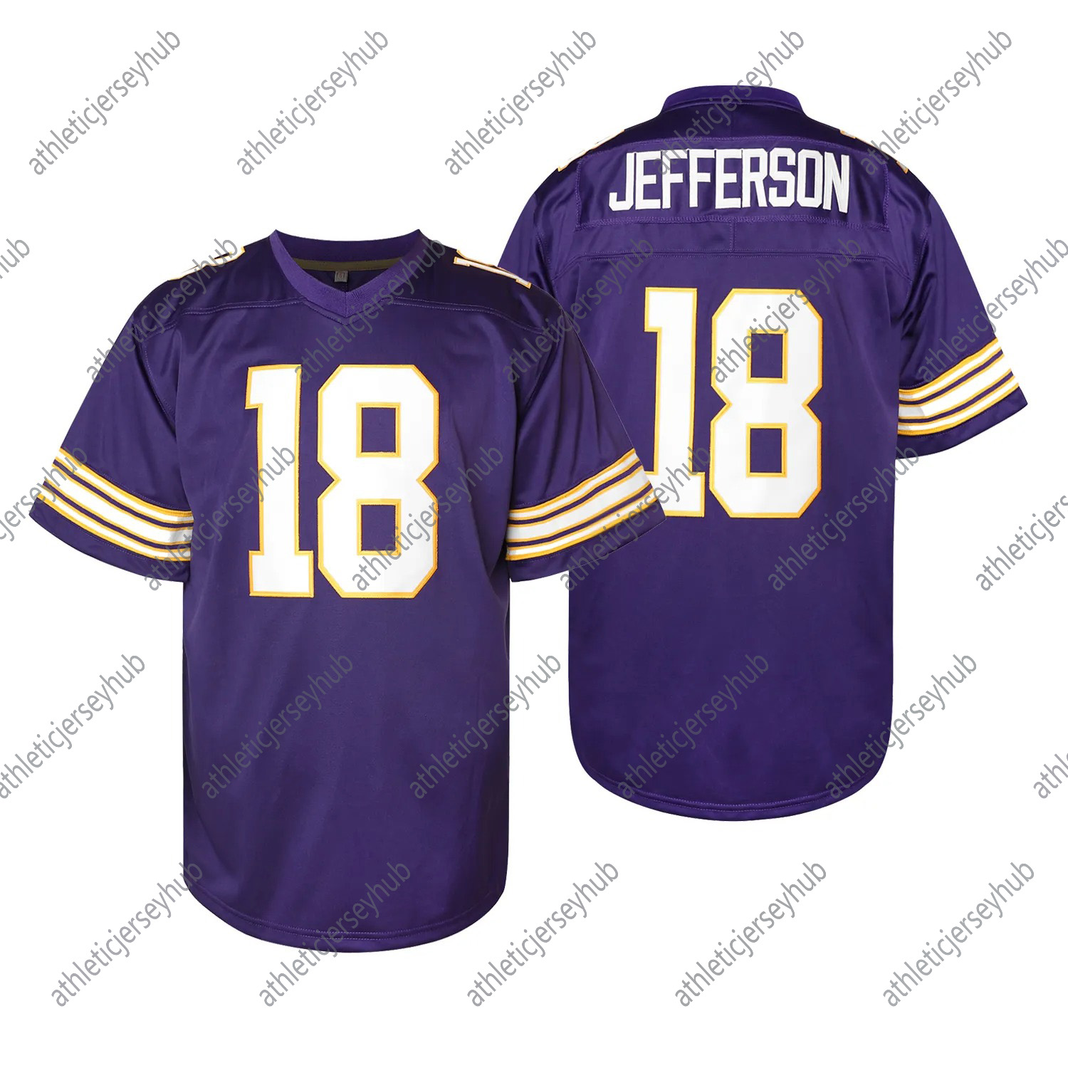 18 Jefferson Jersey Purple Football Jersey Embroidered Polyester Jersey