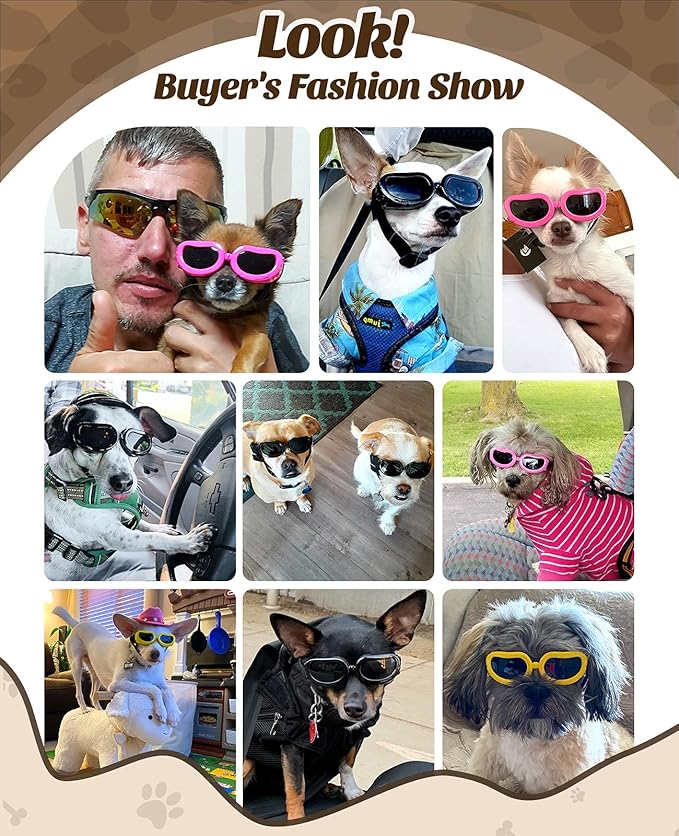 Lewondr Dog Breed Goggles UV Protection,Goggles Eye Wear Protection with Adjustable Strap Windproof Anti-Fog Sunglasses for Dogs Doggy Doggie Glasses