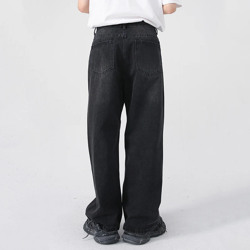 IEFB Mens Jeans Korean Personality Straight Wide Leg Pants Fashion Autumn Winter Vintage Male Trousers 9A5577 240415