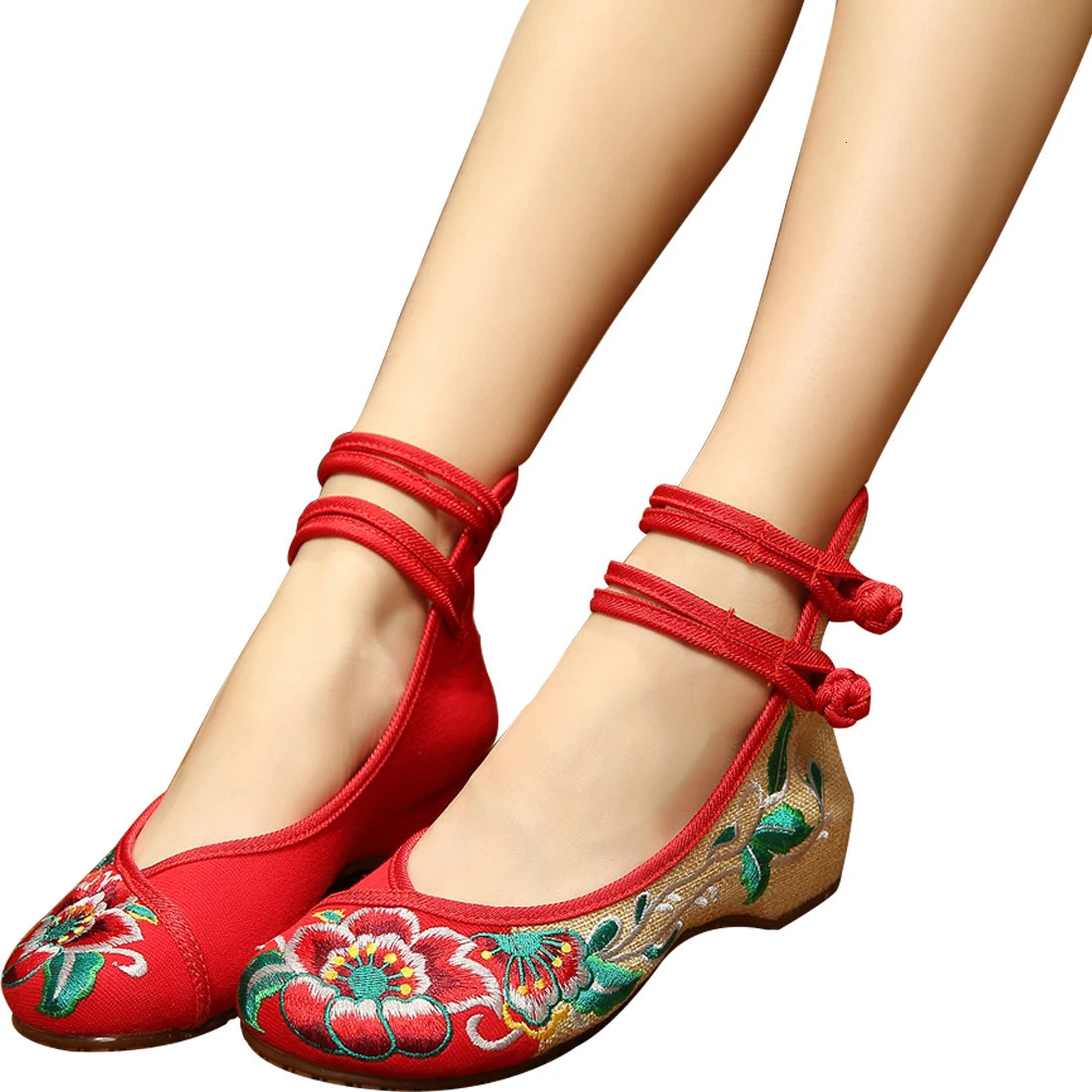 Handmade Womens Vintage Embroidered Canvas Ballet Flats Ladies Comfortable Chinese Ballerinas Vegan Embroidery Shoes 241122