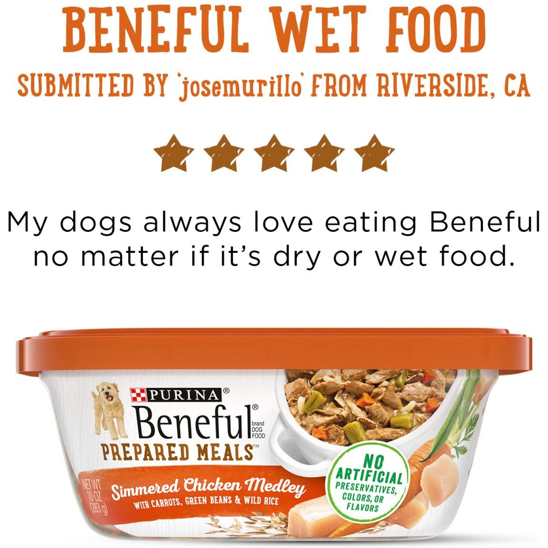Purina Beneful Prepared Meals Simmered Chicken Medley with Green Beans, Carrots & Wild Rice Wet Dog Food