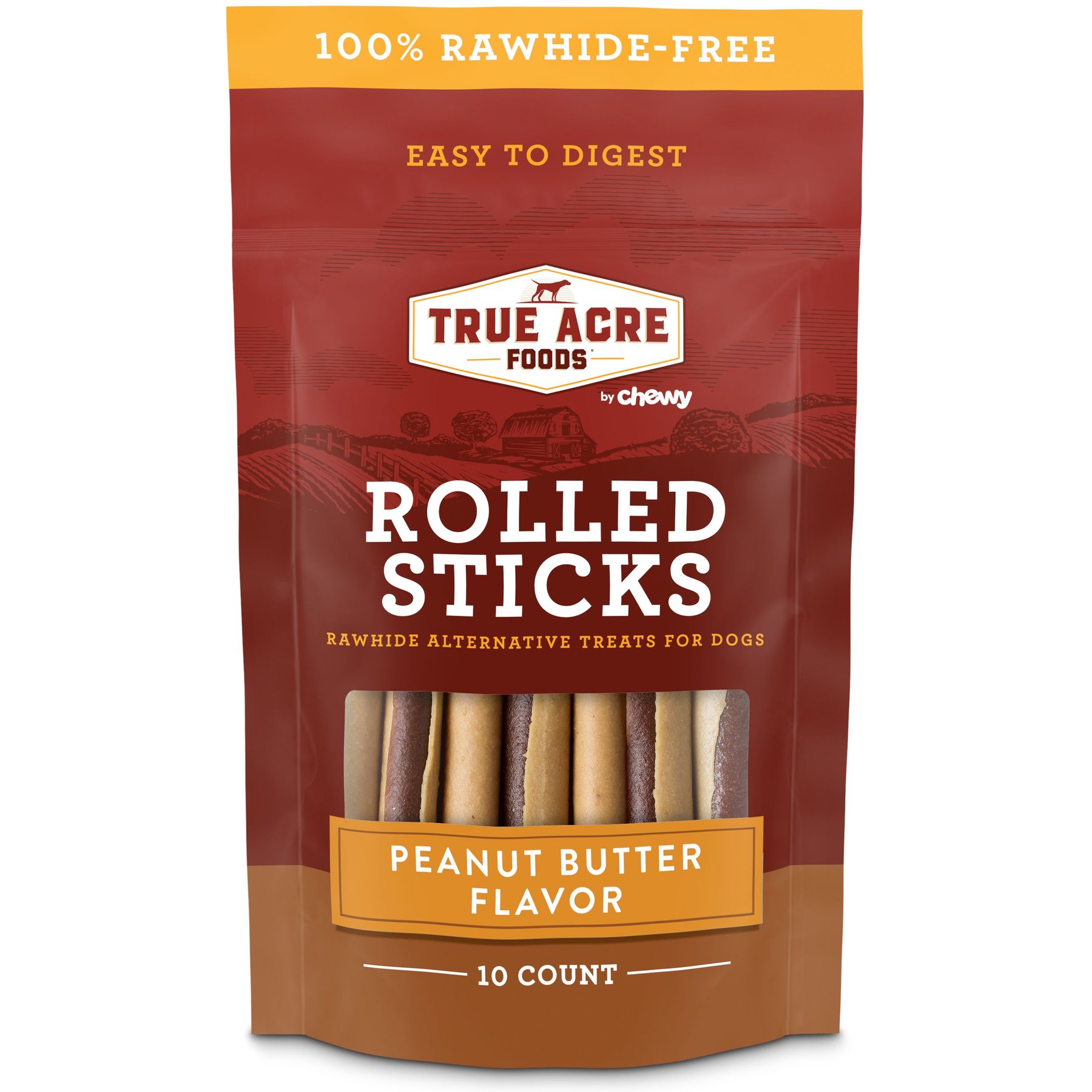 True Acre Foods Rawhide-Free Rolled Sticks Peanut Butter Flavor Dog Treats