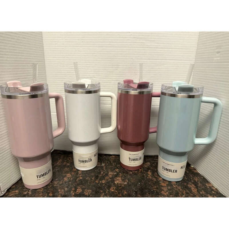 USA Stock 40Oz Blueberry Milk Pink Rose Blue Magnolia Tumblers Clean Slate Warm Cool Serene Stainless Steel Cups 40 OZ Purple Stars Car Mug With Straw